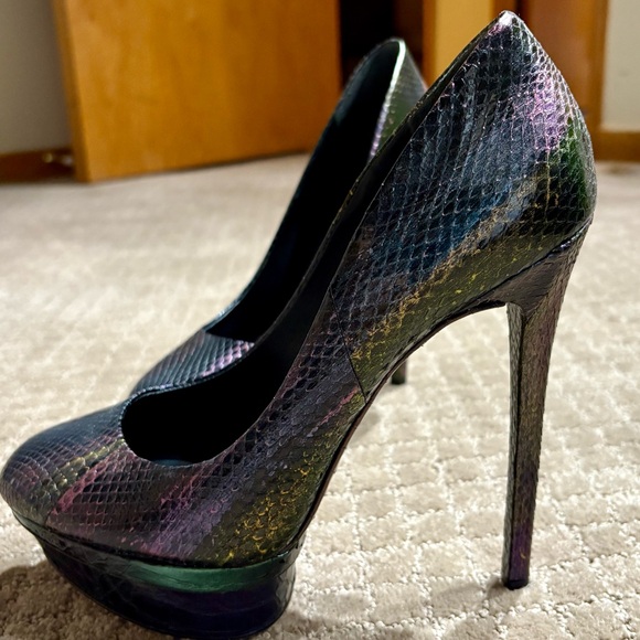 Brian Atwood Ferguson -Iridescent Snakeskin Platform Pumps Size